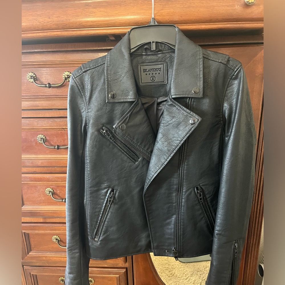 BlankYNC faux leather jacket. Size small black on black great condition.